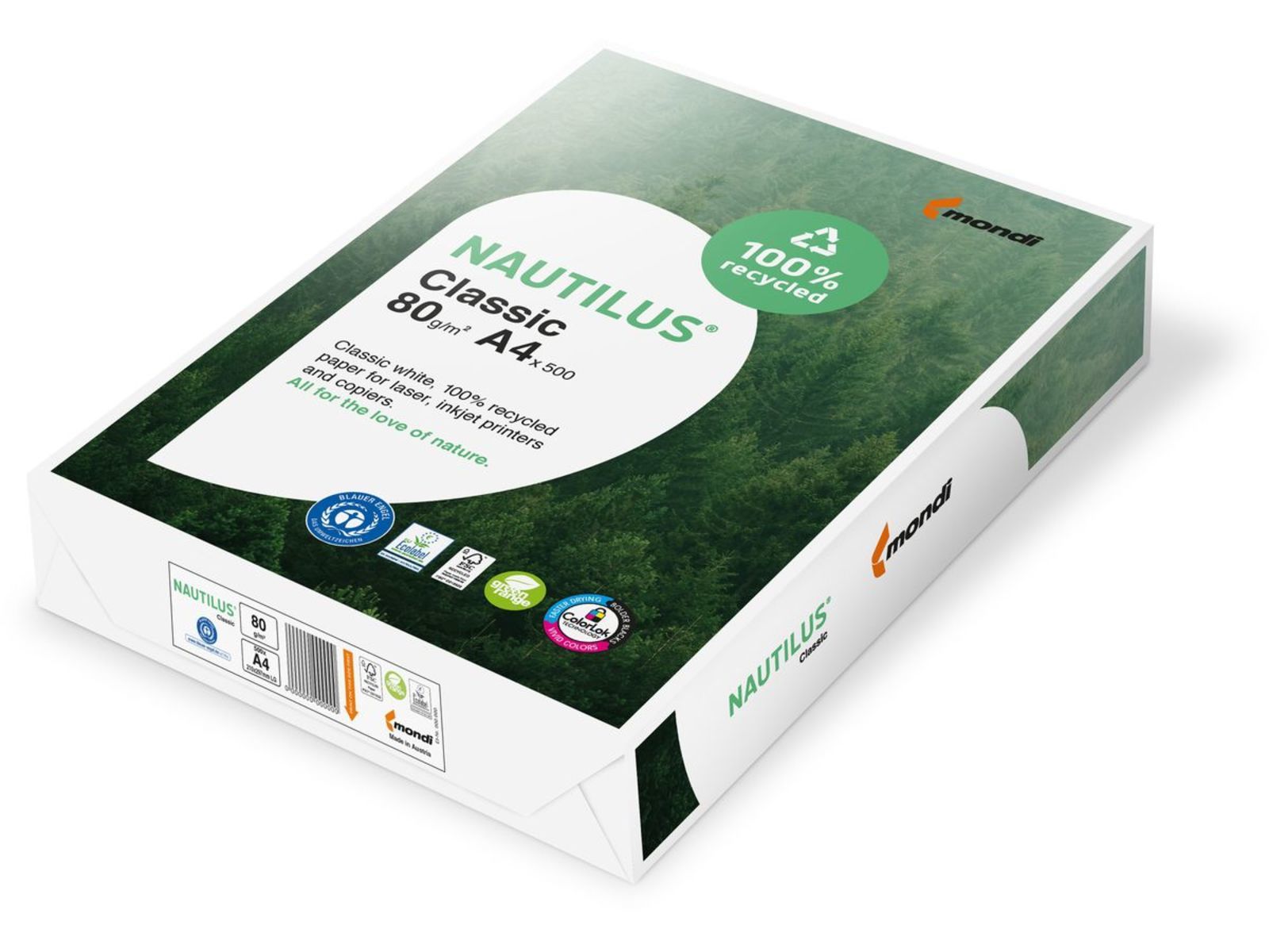 Nautilus Carta riciclata Classic, A4, 80 g/m², 500 fogli
