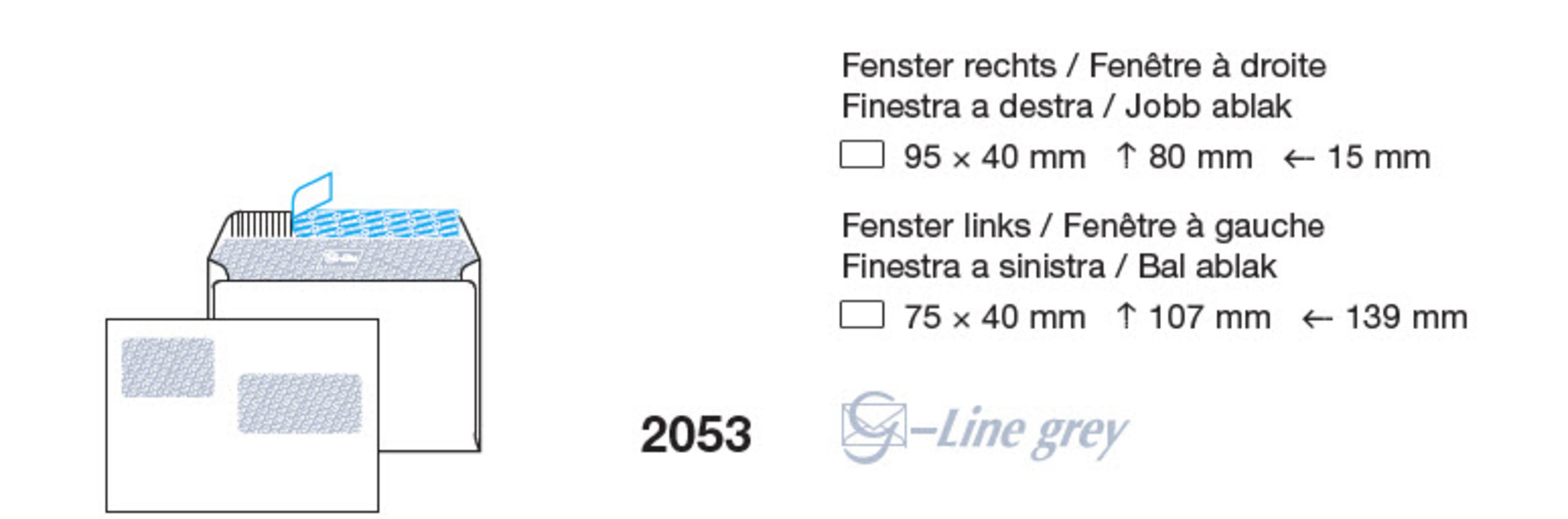 Goessler G-Line enveloppe C5, 2 fenêtres, 500 pièces